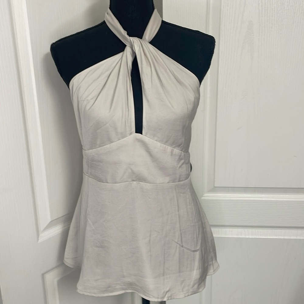 Banana Republic Cream Halter Neck Peplum Top